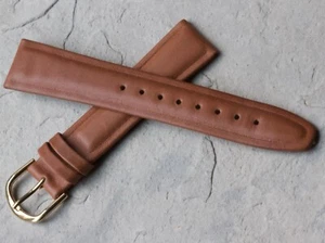 Correa de reloj vintage súper suave de piel de becerro real bronceada sin coser 18 mm años 60 acolchada nueva de Lote Antiguo - Imagen 1 de 3