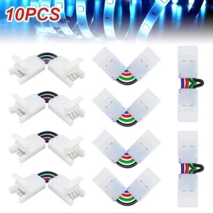 10Pcs L-Shape 4-Pin RGB 5050/2835 LED Light Strip Tape Connectors 10mm Bendable - Picture 1 of 10