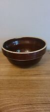 Antique primitive salt glaze stoneware mixing bowl, brown bowl, U