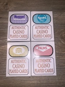 Authenic Casino Played Playing Cards Lot 4 Decks Nugget, Harrahs, Palm’s. O - Picture 1 of 4