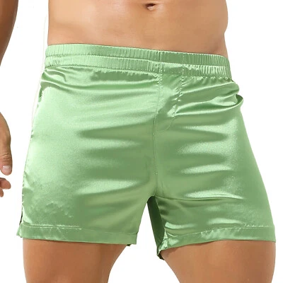 Roupão de cetim masculino sedoso camisola leve + shorts quimono roupa de dormir - Imagem 1 de 4