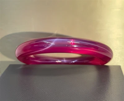 High quality Red Color 6 Star Ruby Bangle Lab-Created AAAA+ Corundum Ruby Bangle - Image 1 of 4
