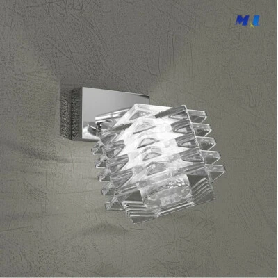 RUBIK FARETTO da parete / soffitto 1 LUCE MONTATURA CROMO VETRO CRISTALLO ATT.G9 - Immagine 1 di 3