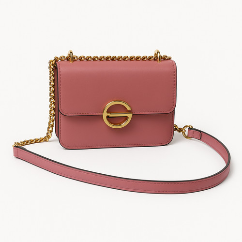 Borsa Topshop rosa finta pelle scamosciata catena oro pochette tracolla