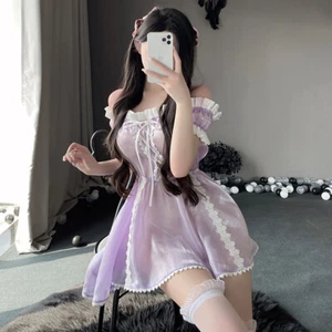 Vestido Babydoll Uniforme de Noche Prendas para Dormir Lencería Sexy Conjunto de Criada Disfraz - Imagen 1 de 6