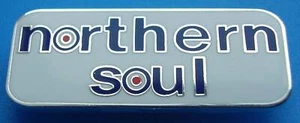 Insignia de pasador rectangular esmalte blanco Northern Soul Mod - Imagen 1 de 2