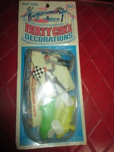 Party Cake Decorations NIP Vintage RACE CAR RACE TRACK Cake Decorations - 1970 - Picture 1 of 3