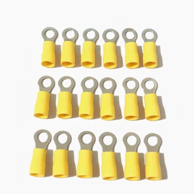 100PCS Yellow 12-10AWG Pre-insulated Wire Crimp Connectors #10 Ring Terminals - Image 1 of 4