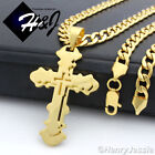 18"-40"men Stainless Steel 6mm Gold Plated Cuban Curb Chain Cross Pendant*gp76