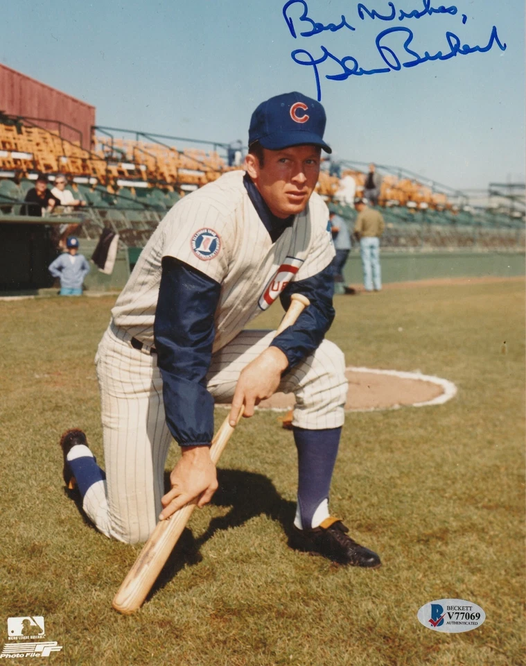 FOTO 8x10 firmada por Glenn Beckert Chicago Cubs con certificado de autenticidad e inscripción Beckett Foto 1 de 1