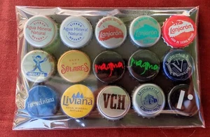 Spain.  Water Beer Bottle Top Crown Caps Used Lager (lot of 15) - Picture 1 of 2