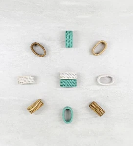 NEW Eco Handcraft Tight Woven Oval Rattan Napkin Rings – Set of 6 - Picture 1 of 7