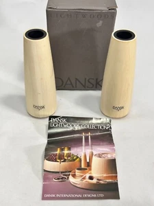 DANSK Light Woods pair of CANDLE HOLDERS 5 3/8" tall - NEW (Old Stock) w/Box - Picture 1 of 11