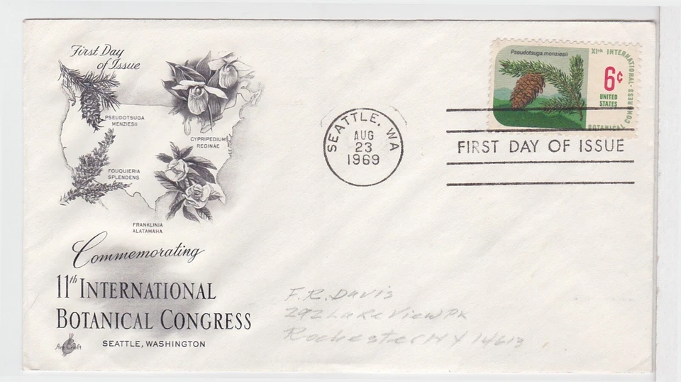 TurtlesTradingPost- Botanical Congress- Douglas Fir - 1969 FDC #1376- Artcraft - Image 1 of 1