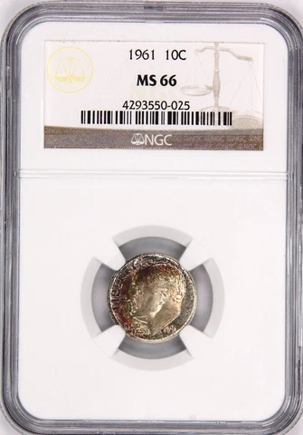 1961 Roosevelt Dime, Graded MS66 by NGC Cover
