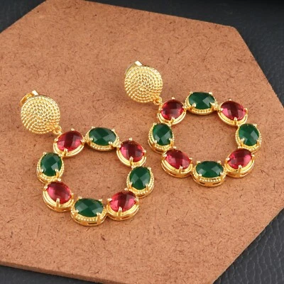 Свадебные серьги-гвоздики позолоченные кварцем халцедоном клетчатой огранки  - Изображение 1 из 4