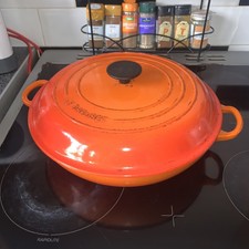 Casseruola Le Creuset Smaltata Rotonda Ghisa Bassa Piatto Arancione Vulcanico 30cm
