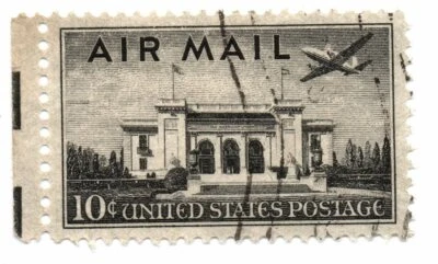 US Stamp Scott C34 Air Mail Pan-American Building Used 10c 1947 (a9) - Image 1 of 2