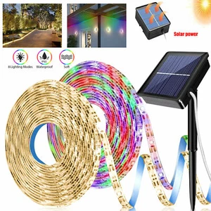 Upgraded Solar LED Strip Light Flexible Lamp Outdoor Garden Decor Lights 8 Modes - Picture 1 of 40