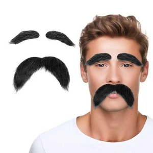 Set baffi e sopracciglia finte autoadesive barba finta per adulti uomo donna - Foto 1 di 7