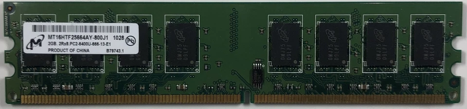 Micron MT16HTF25664AY-800J1 2GB DDR2 Desktop RAM Memory - Image 1 of 1