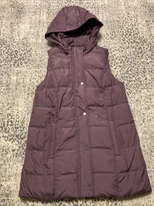 J. Jill Chaleco Mujer Grande Púrpura Puffer Sin Mangas Plumón Chaqueta Con Capucha XS Largo - Imagen 1 de 14