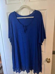 CATHERINES 2X BLUSA / blu royal / cotone e modal / ricamo sull'orlo - Foto 1 di 10