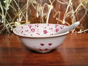 AUGUST WARNECKE, China Purpur - schöne Reisschale Ø 14cm mit Löffel - Picture 1 of 5