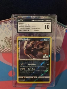 2017 Pokemon Burning Shadows Darkrai 87/147 Reverse Holo Pokemon League CGC 10 - Picture 1 of 2
