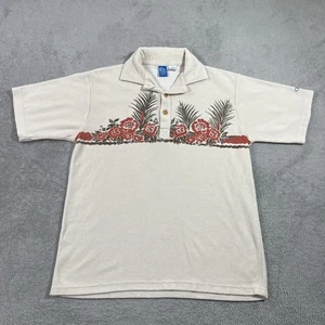 Vintage Ocean Pacific OP Poloshirt Herren Large Frottee Surf Beige Floral - Bild 1 von 13