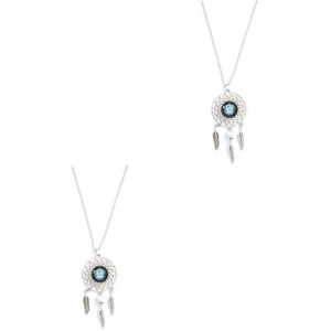 2pcs Dream Catcher Necklace Women Retro Bohemia Zodiac Sign Pendant Dangling - Picture 1 of 12