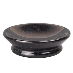Natural Black Marble 5.1 in. Diam. Round Soap Dish, Bar Soap Tray Holder - Picture 1 of 6