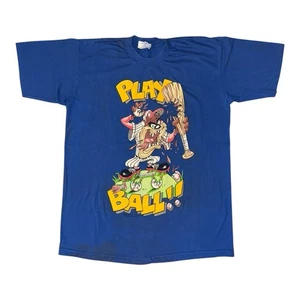 Vintage 90s Taz Baseball T-Shirt Size L Looney Tunes Single Stitch Graphic Tee - Picture 1 of 10