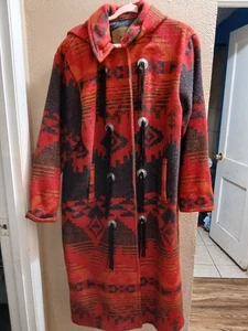 Vintage Woolrich Mantel Damen große Aztekendecke Wolle Staubtuch USA Südwesten Kapuze - Bild 1 von 6