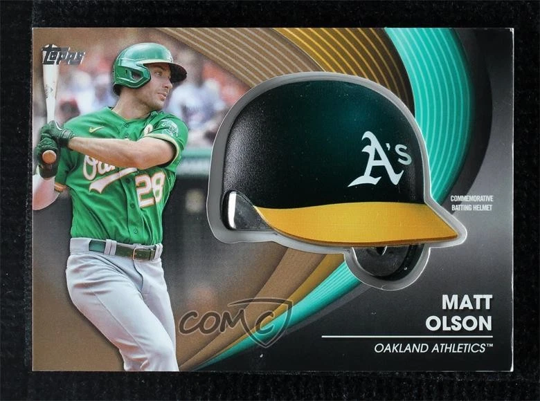2022 Topps Series 2 Batting Helmet Commemorative Relics Gold /75 Matt Olson - Image 1 of 2
