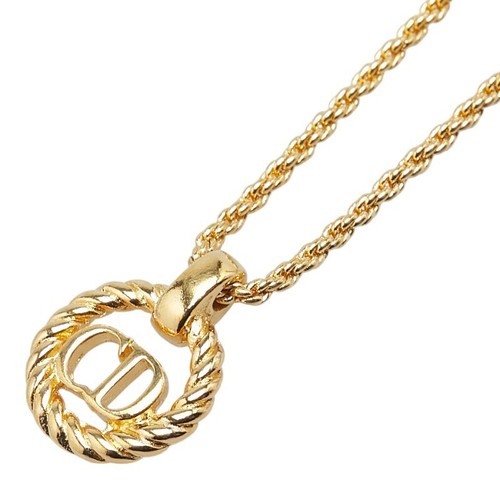 Collana cerchio tondo logo CD Dior placcato oro donna ottima