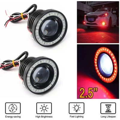 2x Luces antiniebla LED rojas proyector ojo de ángel halo anillo luces para Honda Civic Foto 1 de 4