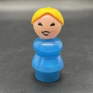 Fisher Price Little People mamma capelli biondi corpo blu vintage anni 70 - Foto 1 di 8