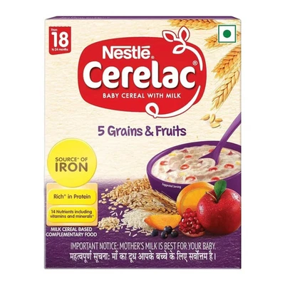 Cereal Bebé Cerelac con Leche, 5 Granos y Frutas 18 a 24 Meses 300g Envío Gratis Foto 1 de 4