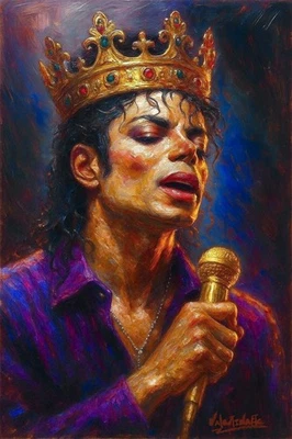Original Valentinarte Oil Painting  Michael Jackson King Pop Music Art Handmade — 第 1/4 张图片
