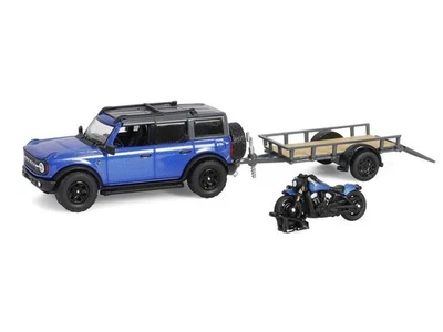 Ford Bronco 2021 con remolque y motocicleta - modelo a escala 1:64 - Greenlight 32320C Foto 1 de 4