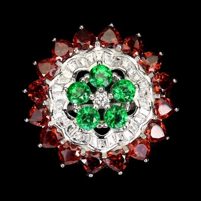 Anillo de plata de ley 925 redondo topacio verde 4 mm piedras preciosas naturales joyería tamaño 6,5 Foto 1 de 4