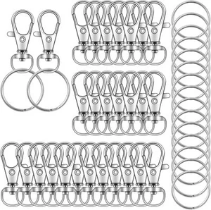 104PCS Swivel Snap Hooks with Key Rings, Metal Lobster Claw 32mm, silver - Picture 1 of 7