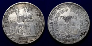 French Indochina 1 Piastre 1886 A Silver Coin - Picture 1 of 1