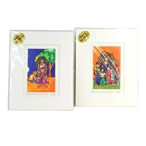 Suzy Toronto Artwork Set Of 2 Lot She Who Loves To Quilt Called To Teach Matted - Picture 1 of 5