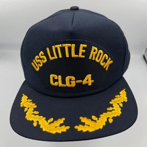 Vintage US Navy USS Little Rock Officers Snapback Ball Cap Hat Blue Made in USA - Picture 1 of 9