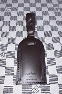 Authentic Louis Vuitton Large Dark Brown W/ Gold Hardware leather name tag. - Picture 1 of 12