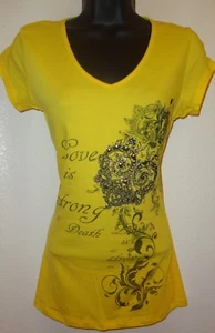 Liberty Wear Yellow Embellished Womens T Shirt Liberty Wear MADE IN US  - Picture 1 of 2