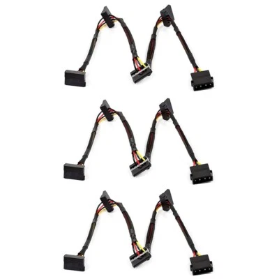 3x Molex 4 Pin auf 4x Serial ATA SATA 2 II SATA2 15Pin HDD Festplatte Stromkabel - Bild 1 von 4