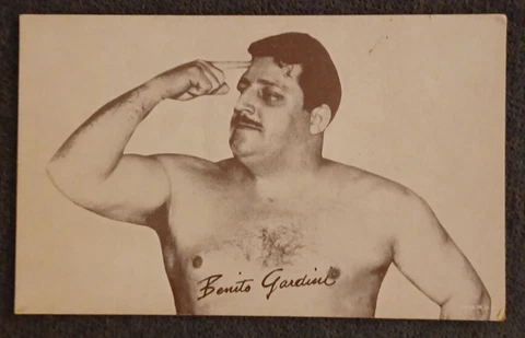 💥1️⃣9️⃣5️⃣0️⃣ Benito Gardini Exhibits Pro Wrestling Postcard WWF NWA vintage Cover